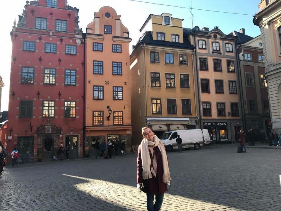 Girl on streets of Stockholm, Sweden